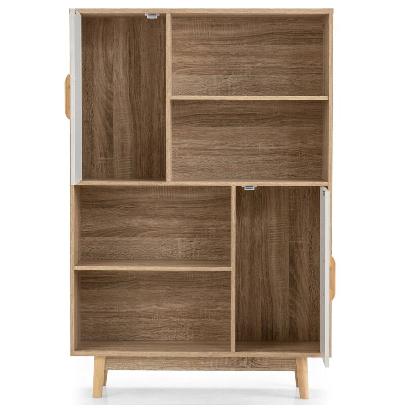 Gymax Sideboard Storage Cabinet Bookshelf Cupboard w/Door Shelf Black
