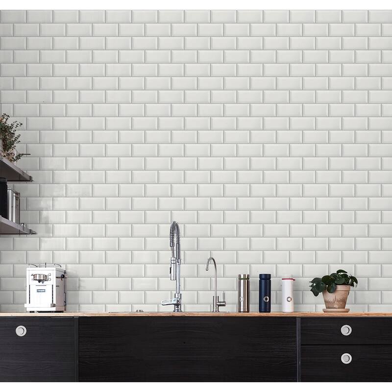 NextWall Large Subway Tile Peel and Stick Wallpaper - 20.5 in. W x 18