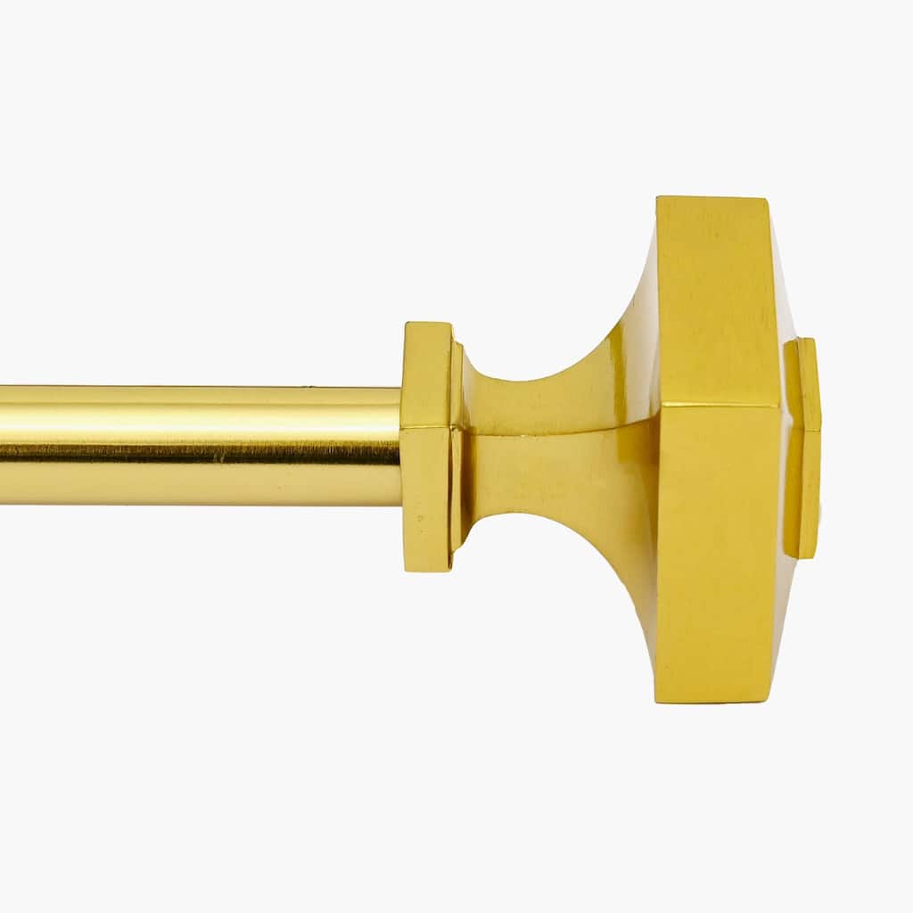 Deco Window 18-44 Inch Adjustable Curtain Rod, 3/4 Inch Metal Drapery Rod with Square Finials, Warm Gold
