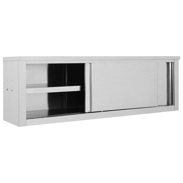Vidaxl Kitchen Wall Cabinet With Sliding Doors 59 1 X15 7 X19 7 Stainless Steel Overstock 31881131