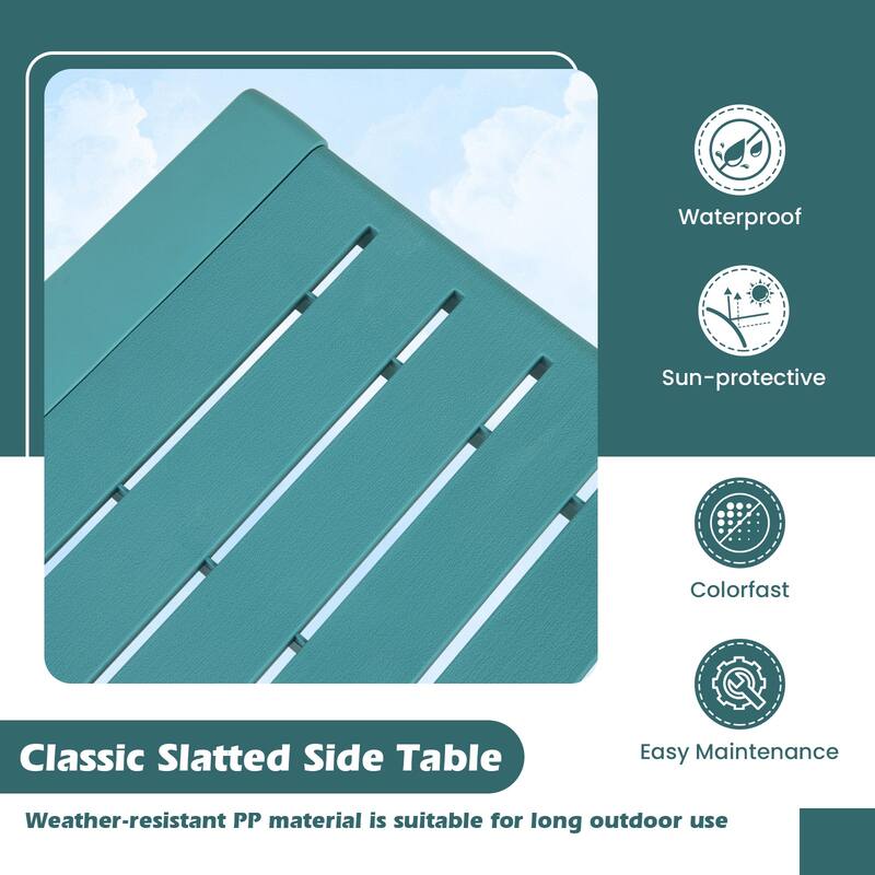 Gymax Outdoor Side Table Set of 2 18'' Weather Resistant Adirondack