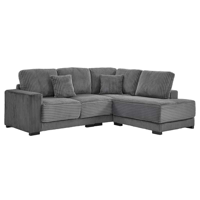 93" Sectional Sofa, L-Shaped with Reversible Chaise Lounge, Upholstered in Soft Corduroy