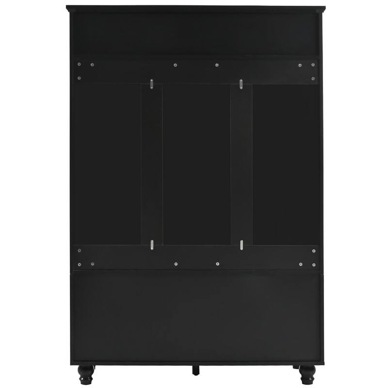 5-in-1 Entryway Hall Tree Bench with Shutter-shaped Doors,Cushion,Coat Rack and 4 Sturdy Hooks