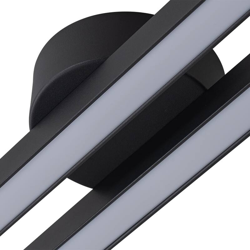 Contemporary 2-Light Black Linear Dimmable LED Vanity Wall Lamp