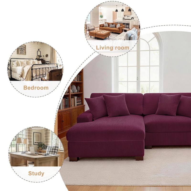 Oversized L-shaped Modular Sectional Sofa with Chaise Lounge