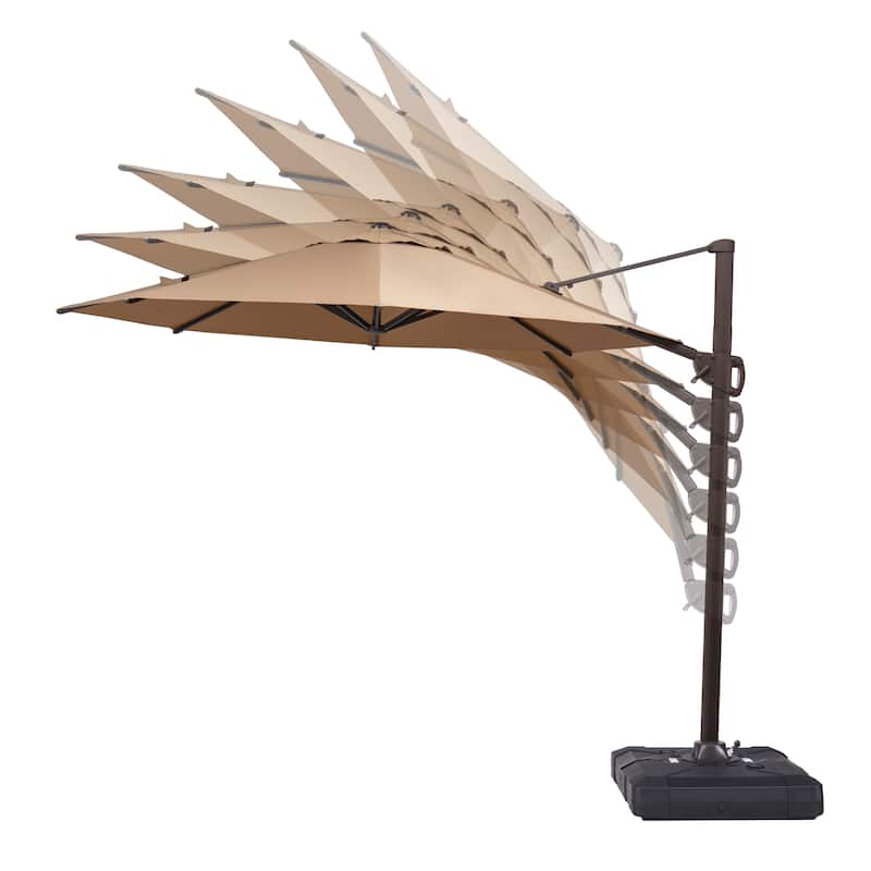 10ft Patio Cantilever Umbrella Adjustable Offset Umbrella with Weighted Base