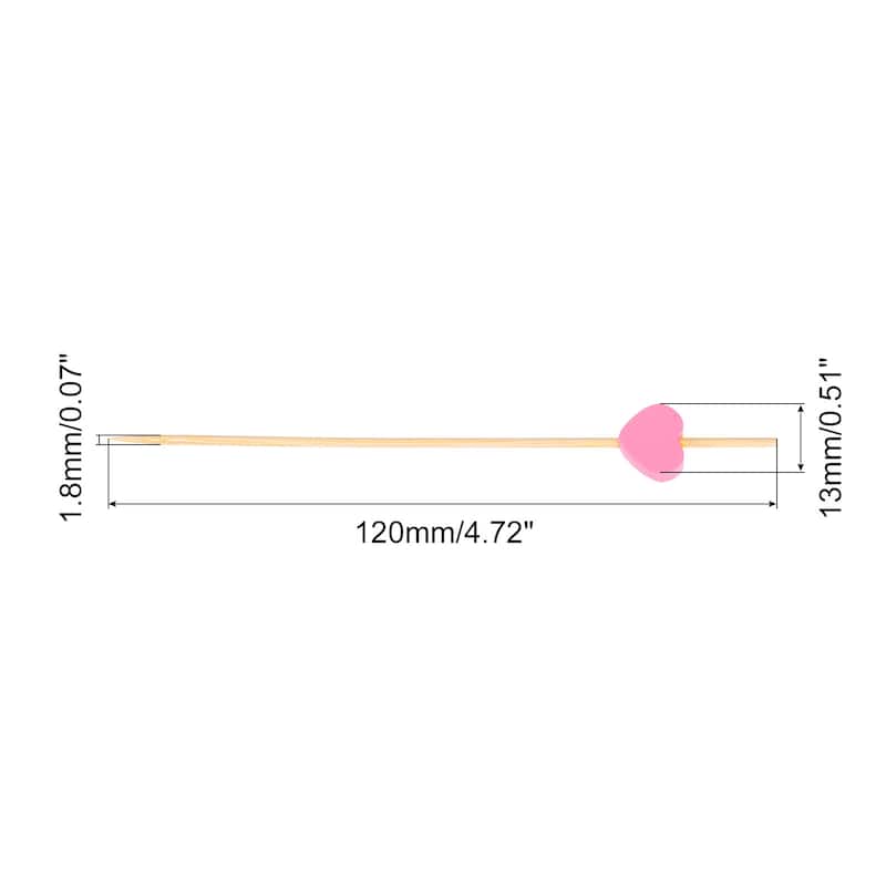 Bamboo Cocktail Toothpicks Heart Fruit Picks Cocktail Skewers 100Pcs - 4.72" - Pink