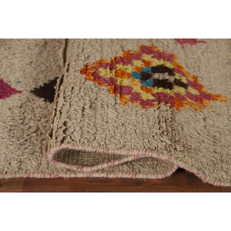 Geometric Plush Moroccan Area Rug Handmade Wool Carpet - 5'8" x 8'6"