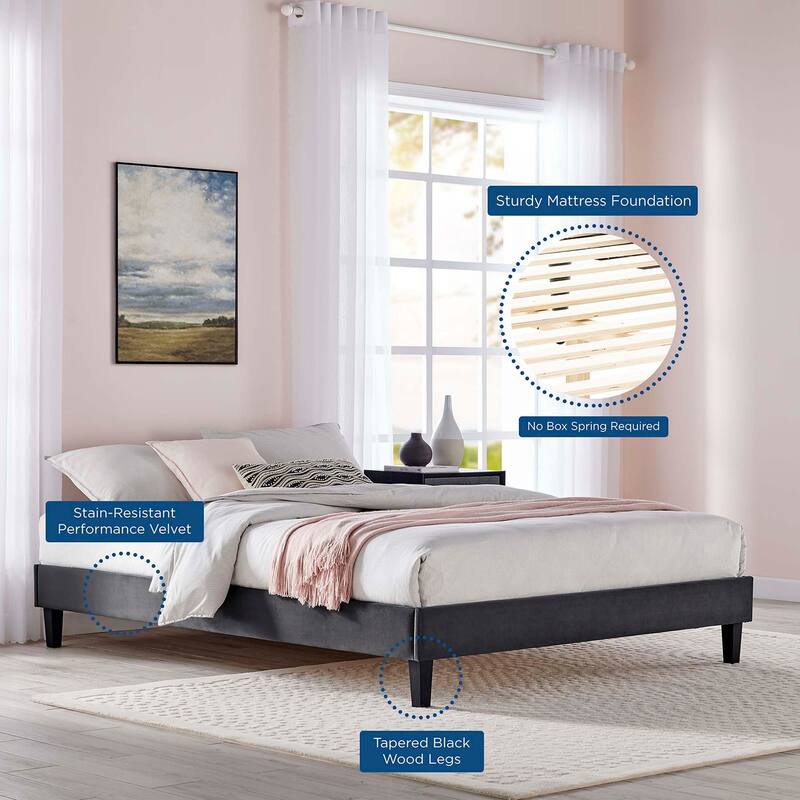 Reign King Performance Velvet Platform Bed Frame