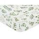 preview thumbnail 3 of 4, Floral Leaf Collection Girl Fitted Crib Sheet - Green and White Boho Watercolor Botanical Woodland Tropical Garden