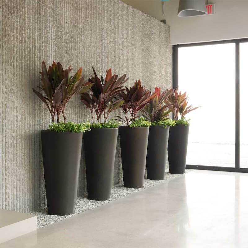 Bleeker Tall Indoor Outdoor Planter, Wind Proof - 17 in - Brown