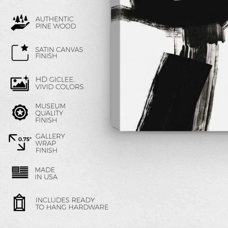 Wynwood Studio Canvas Abstract B W Machinery Black and Modern & Contemporary Wall Art Canvas Print