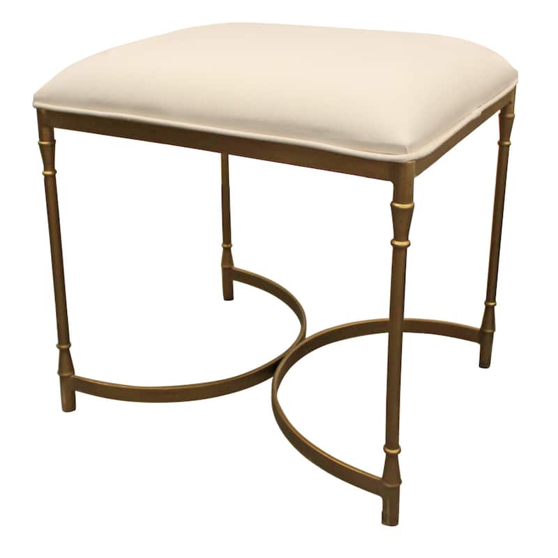HomeRoots 21" Ivory And Brass Iron Backless Bar Chair