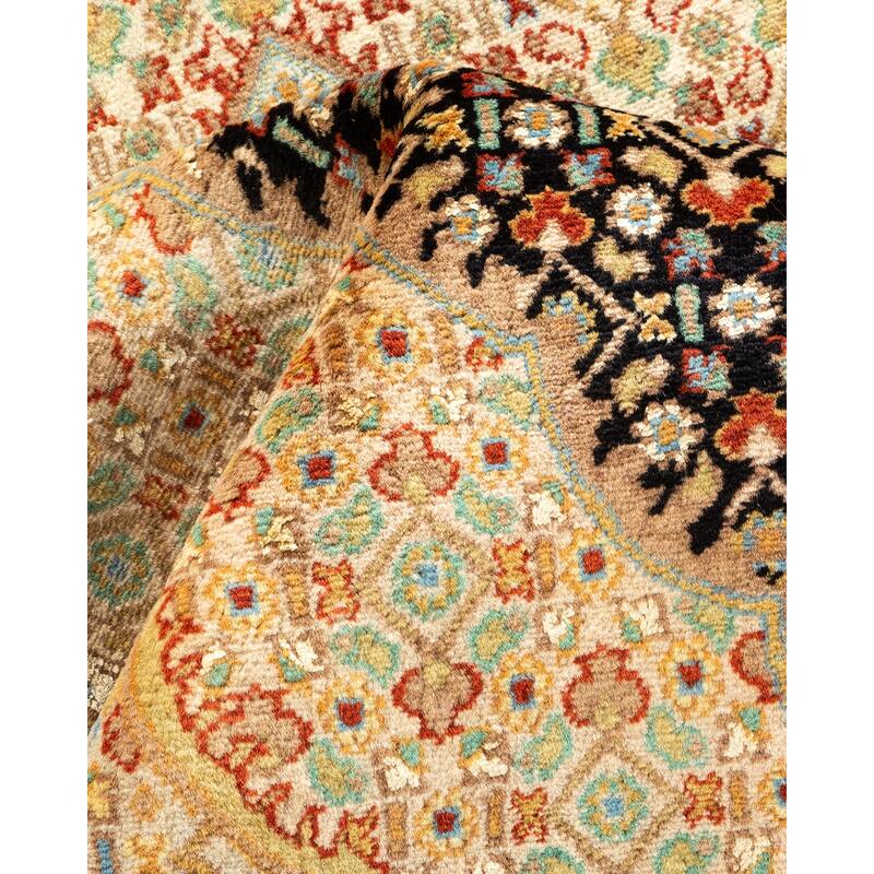 Overton Hand Knotted Wool Traditional Oriental Black Area Rug - 6' x 9'