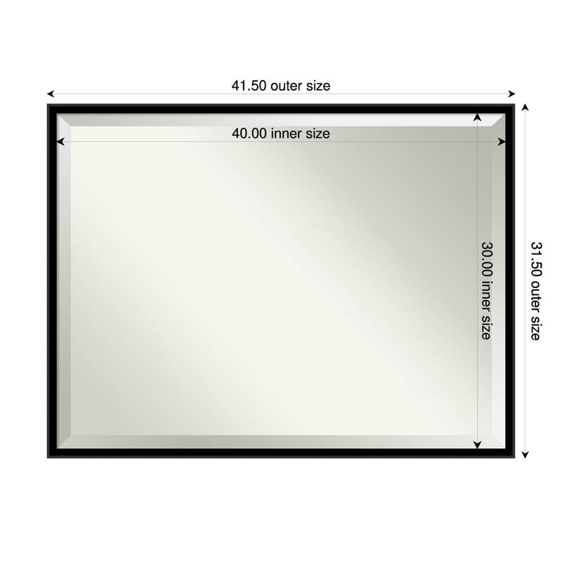 Incline Beveled Wood Framed Bathroom Vanity Wall Mirror - 42 x 32 in - Incline Black