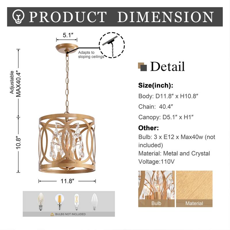 Aurelia 3-light Metal Cage Drum Chandelier