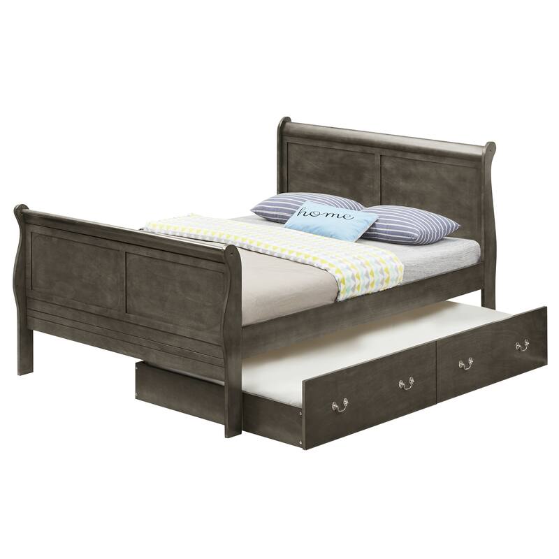 Glory Furniture Louis Phillipe Trundle Bed - Grey - Full