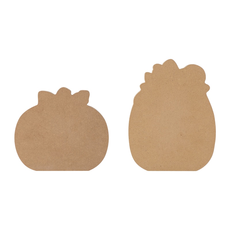 Glitzhome 8"H Set of 2 Fall Thanksgiving Wooden Pumpkin Table Decor