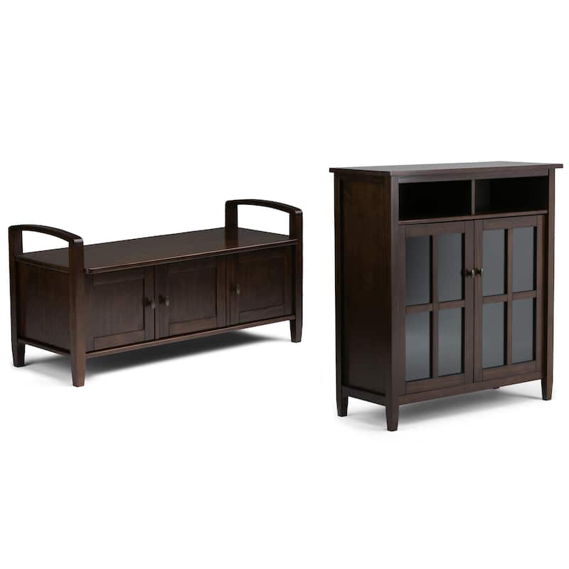 WYNDENHALL Norfolk Solid Wood 44"Wide Storage Bench & 39" Wide Medium Storage Cabinet