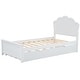 preview thumbnail 13 of 11, Wood Platform Bed with Flower Shape Headboard & Trundle Bed, White