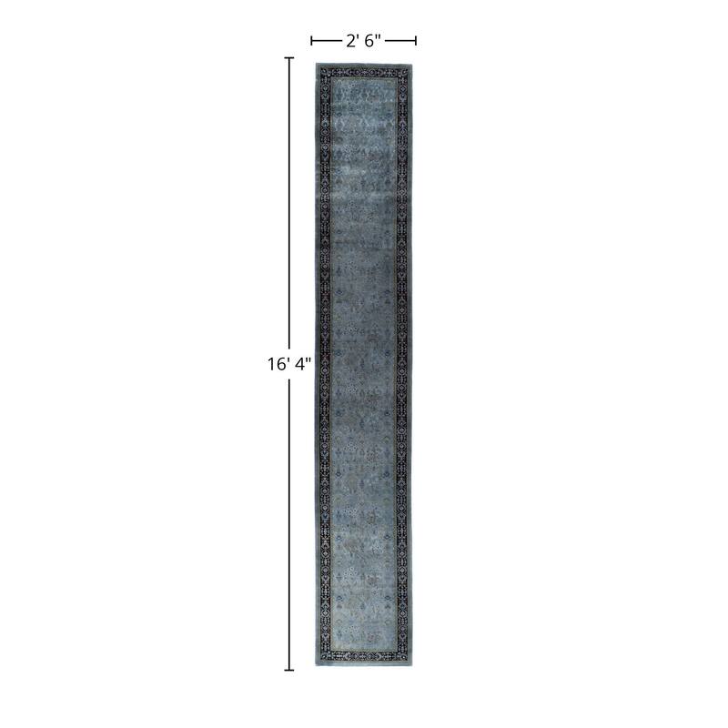 Overdyed One-of-a-Kind Hand-Knotted Area Rug - Black - 2' 6" x 16' 4"