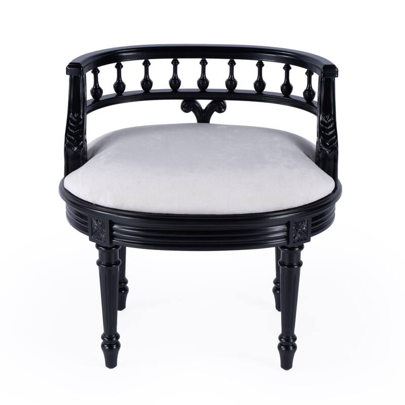 Hathaway 22.5 in. W Oval Upholstered and Wood Traditional Vanity Seat