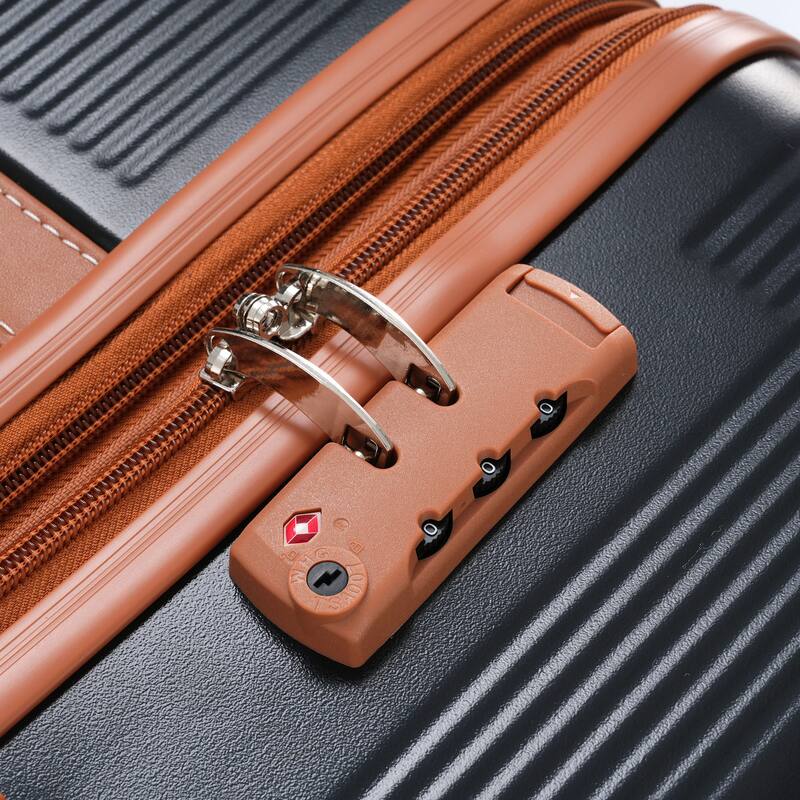 3 Piece Hardside Lightweight Luggage Sets with Double Spinner 8 Wheels and TSA Lock