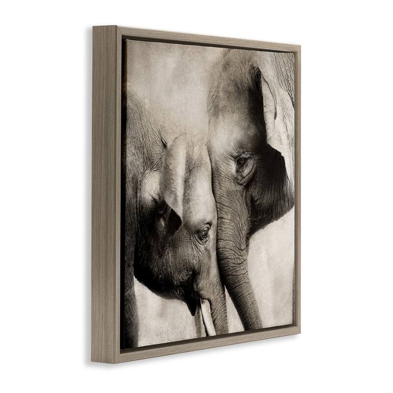 Stupell Elephant & Baby Hug Framed Floater Canvas Wall Art Design By CAD Designs