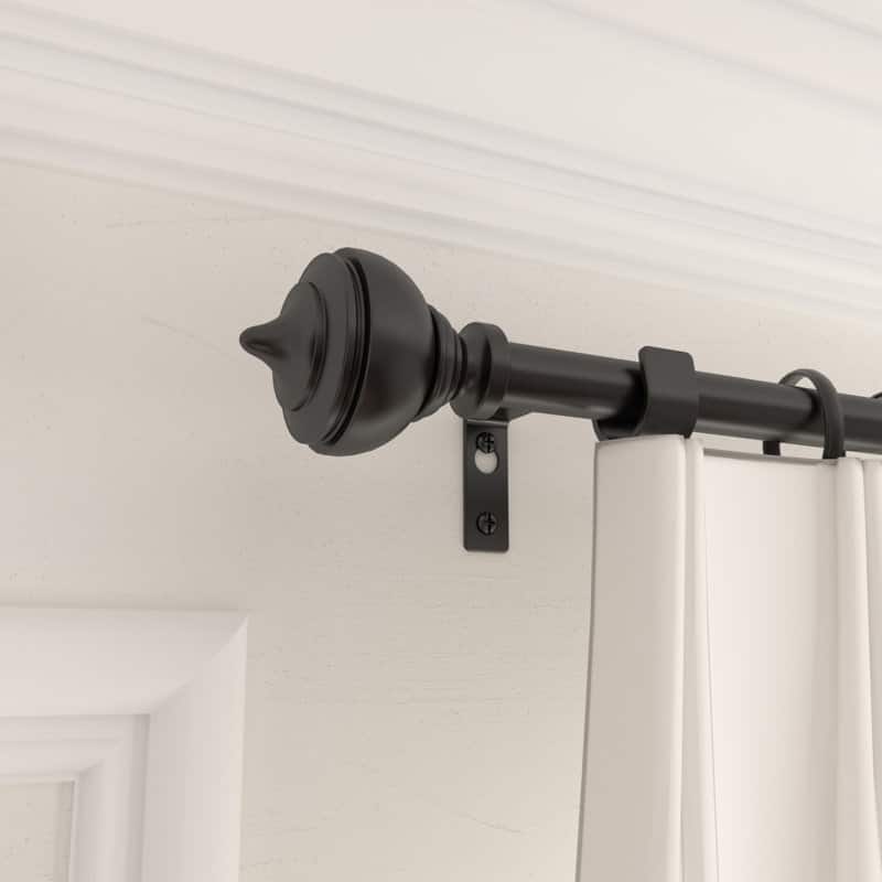Acroma Black Steel Adjustable Single Elengant Curtain Rod - 48 to 84 inches