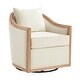 preview thumbnail 10 of 8, HULALA HOME Paul Jess Farmhouse Solid Wood Edging Swivel Barrel Chair with Fully Assembled and a Pillow
