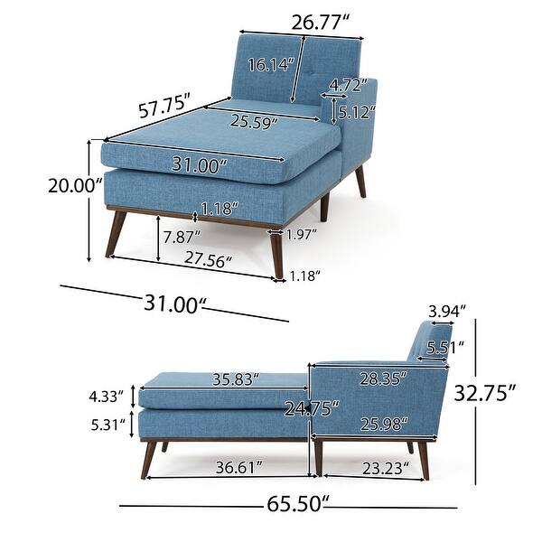 dimension image slide 1 of 3, Stormi Tufted Chaise Lounge by Christopher Knight Home