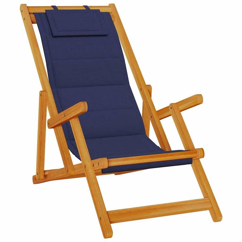 vidaXL Beach Chair 61.5 x 123 x 82cm Solid Acacia wood - 24.2 x 48.4 x 32.3 in