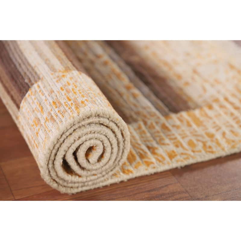 Striped / Abstract Oriental Accent Rug Handmade Wool Carpet - 2'9"x 4'9"