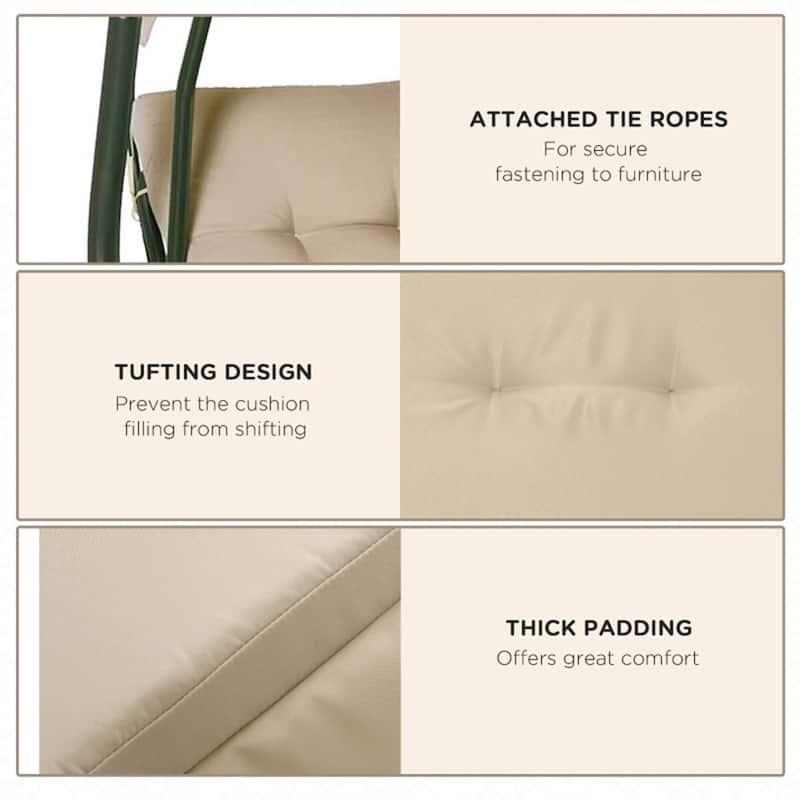 Beige Outdoor Porch Swing Cushions Two Piece Patio Seat and Back Cushions for Bench Chairs and Swings