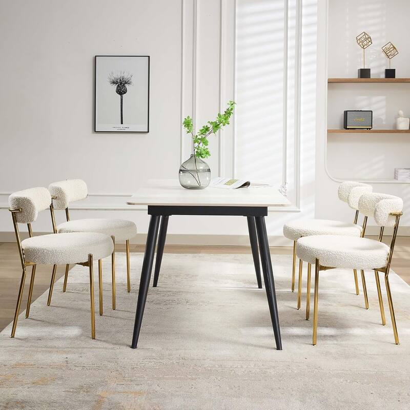 Dining Chairs Set of 2, Leather Dining Room Chairs - white/gold