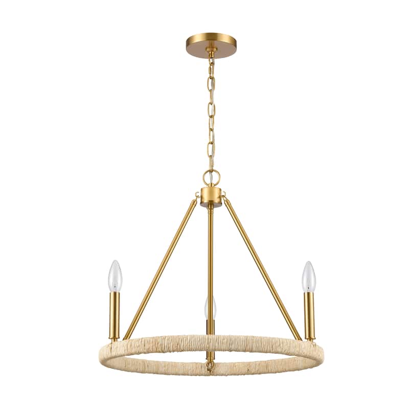 Elk Home Abaca Brushed Gold Finish 3 Light Chandelier