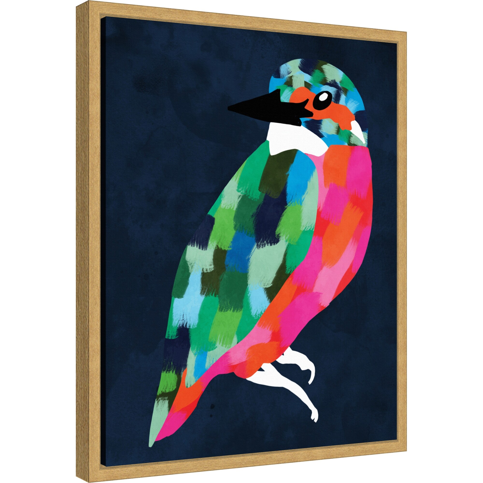 Patchwork Perfection Bird by Kintsugi99 Framed Canvas Wall Art
