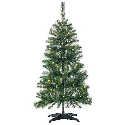 4 ft. Pre Lit Warm White LED Pop Up Fir Tree