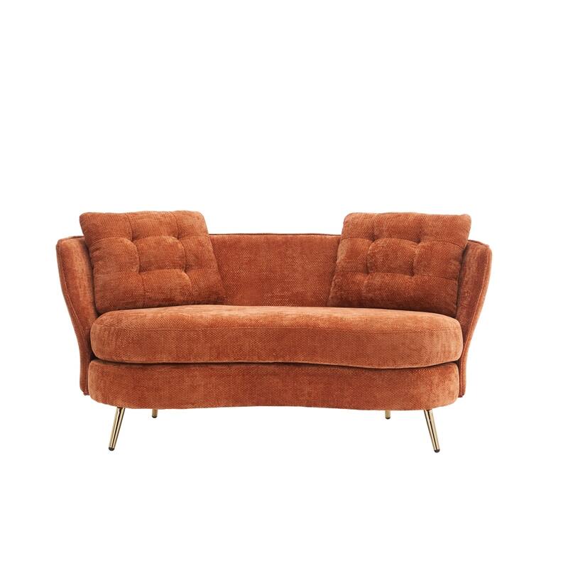 Modern Upholstered Loveseat Sofa with Golden Metal Legs