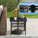 Gymax Outdoor PE Rattan Side Table w/ 1.57'' Umbrella Hole Square