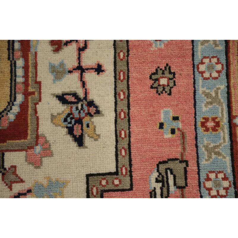 Hand Knotted Oriental 100% Wool Carpet Traditional Medallion Beige & Ivories Heriz (serapi) Area Rug - 8' 10'' X 5' 10''