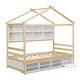 preview thumbnail 8 of 9, Elegant Twin House Bed Kids Bed with Roof Frame,Bedside Storage Shelves,Ladder and Guardrail
