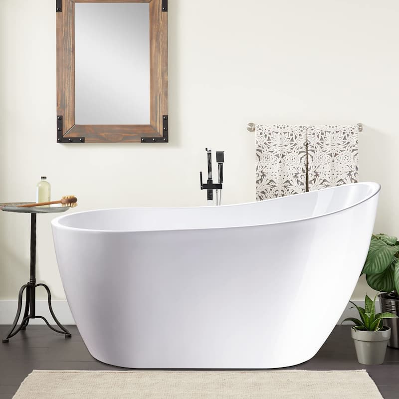Vanity Art 54" X 28" White Acrylic Freestanding Bathtub