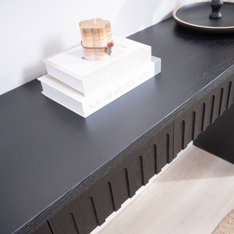 Modern Console Table with 4 Drawers, Narrow Hallway Entryway Table, Wood Sofa Table Accent Table