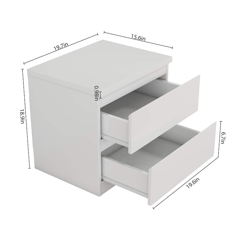 19.7"Nightstand with 2 Drawers, Beside Table with Drawers Handle Free Design,Thickened Top Plate, for Bedroom,Living Room
