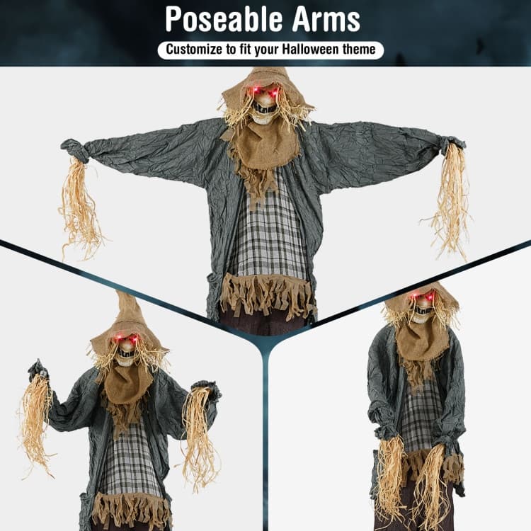 Brown-Black Metal Fabric 7ft Animated Halloween Scarecrow Decoration