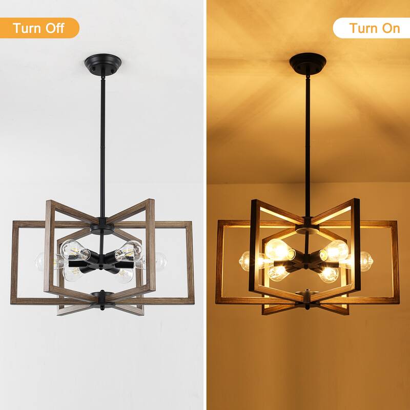 6 Light Simple Modern Chandelier Adjustable Height Light Bulb Not Included
