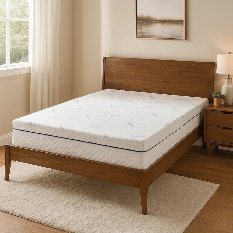 Elf 2 Inch Quilted Full Size Mattress Topper for Bed, Soft Memory Foam - White