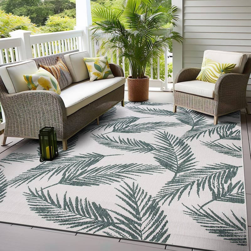 World Rug Gallery Nature Inspired Floral Indoor/Outdoor Area Rug - 5' X 7' - Green