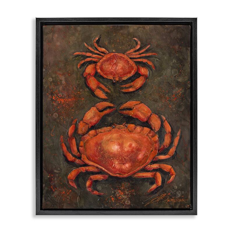 Stupell Small & Large Crab Pair Framed Floater Canvas Wall Art Design By Jody Bergsma - 17 x 21 - Black